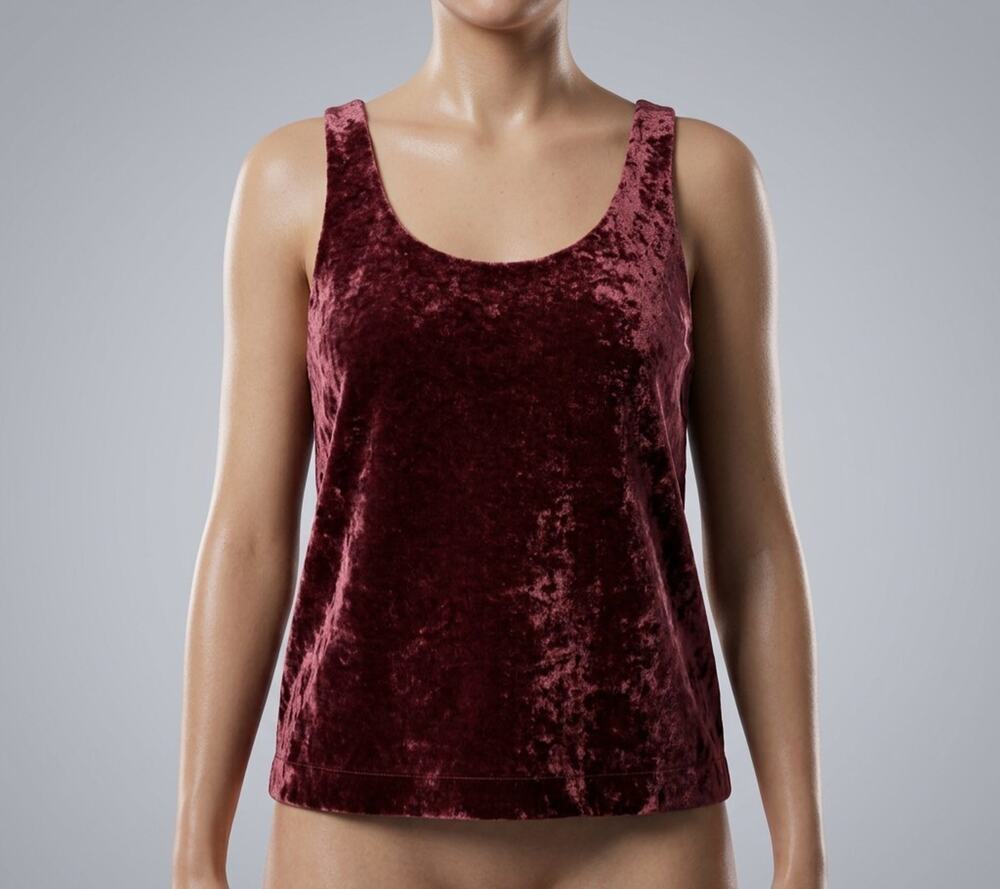 J. Crew Sleeveless Blouse Burgundy Crushed Velvet Crop Top Size 0P